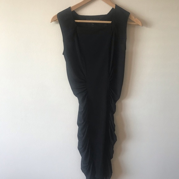 BCBG MAXAZRIA BLACK SIDE RUCHED CENTER  DRESS xs - Picture 8 of 11